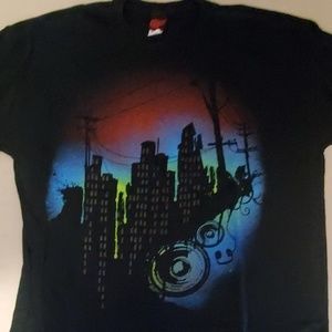 Men's t shirt XL music, city skyline & skyscraper